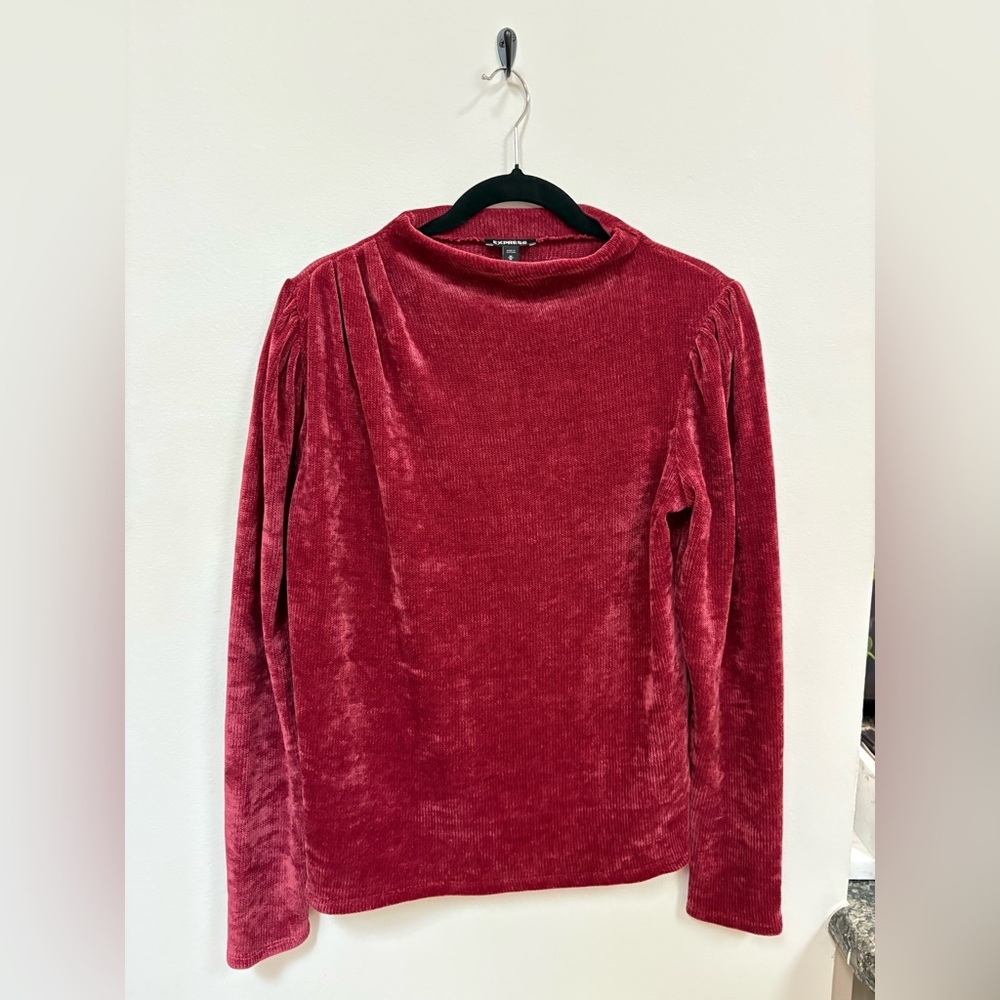 Vintage red chenille sweater, size medium
